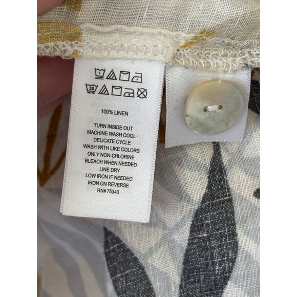 C&C California 100% Linen Button Down Tropical Print Sleeveless Shirt L - Picture 6 of 8